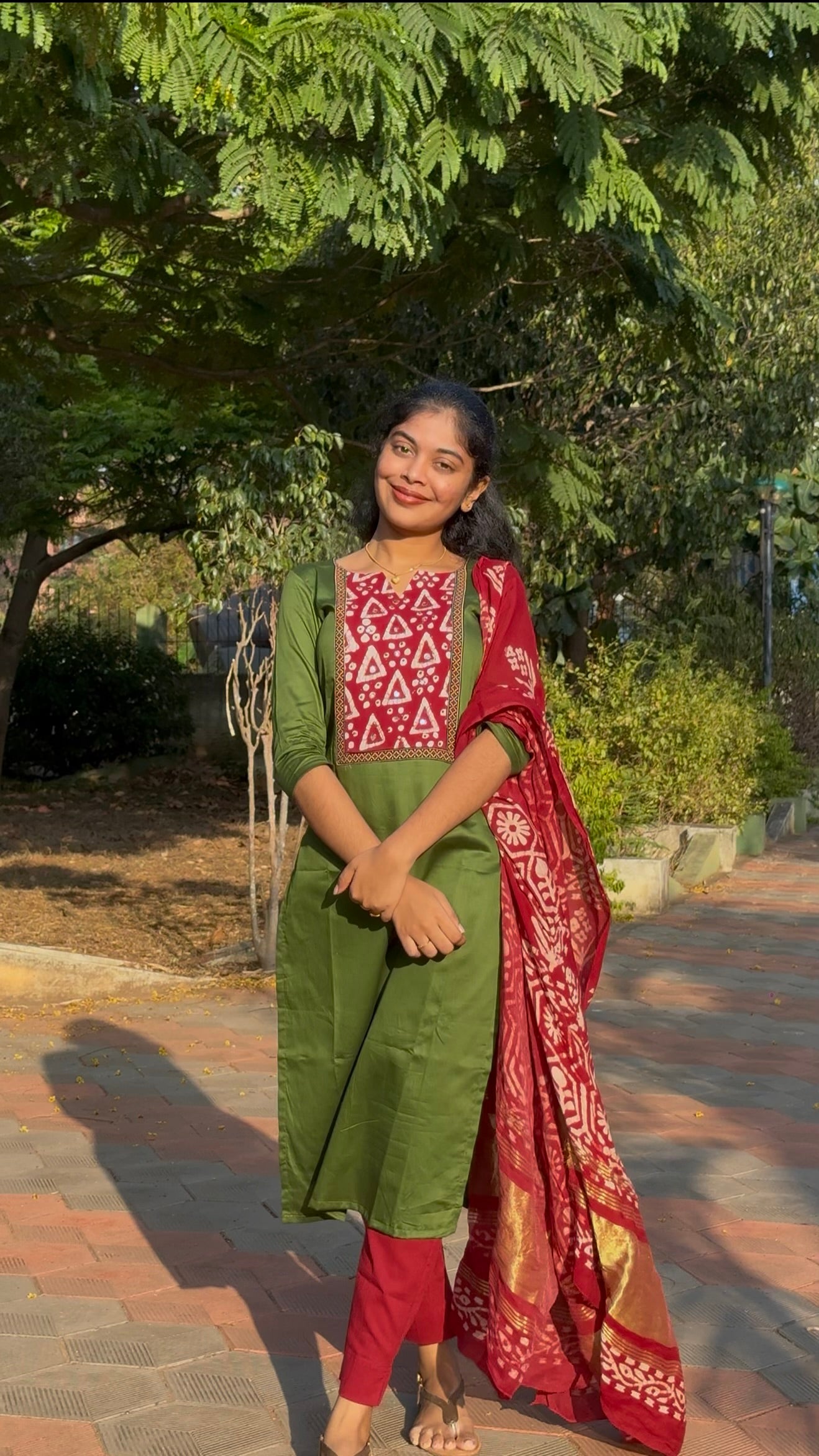 NY 532 Elegant Satin Cotton kurti with silk duppatta and 3/4th slevves