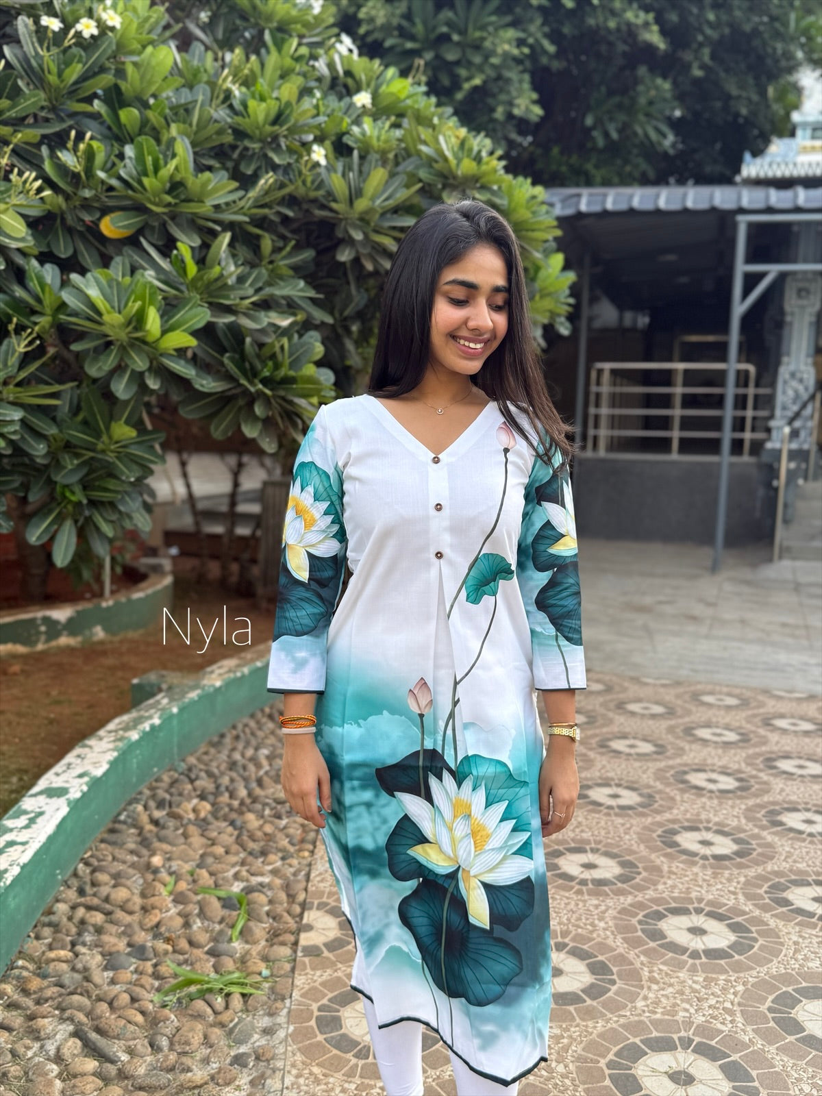 NY 448 Elegant Linen cotton Kurti with 3/4th sleeves