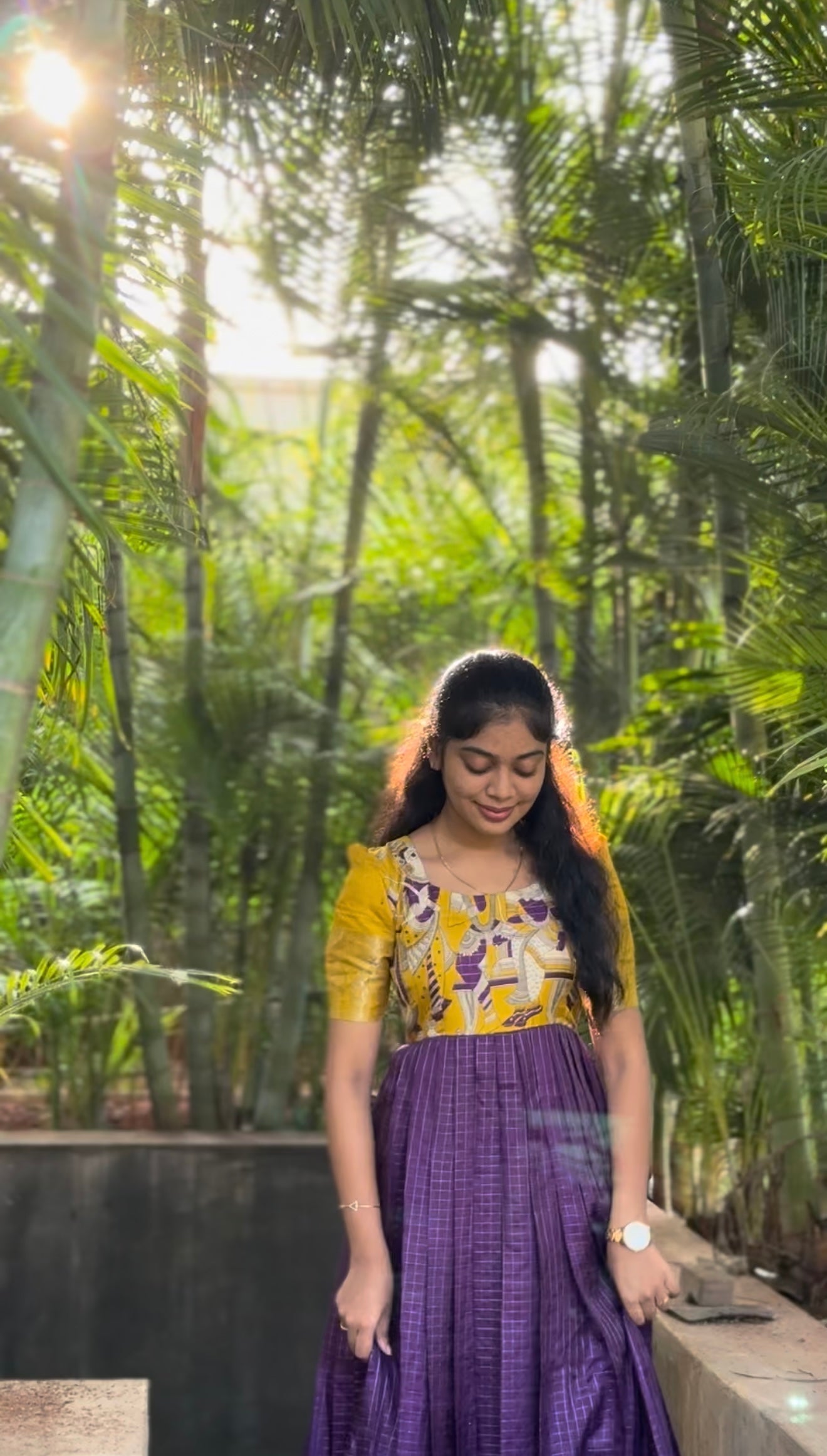 NY 512 Elegant Dola silk skirt material with kalamkari silk top with elbow puff sleeves