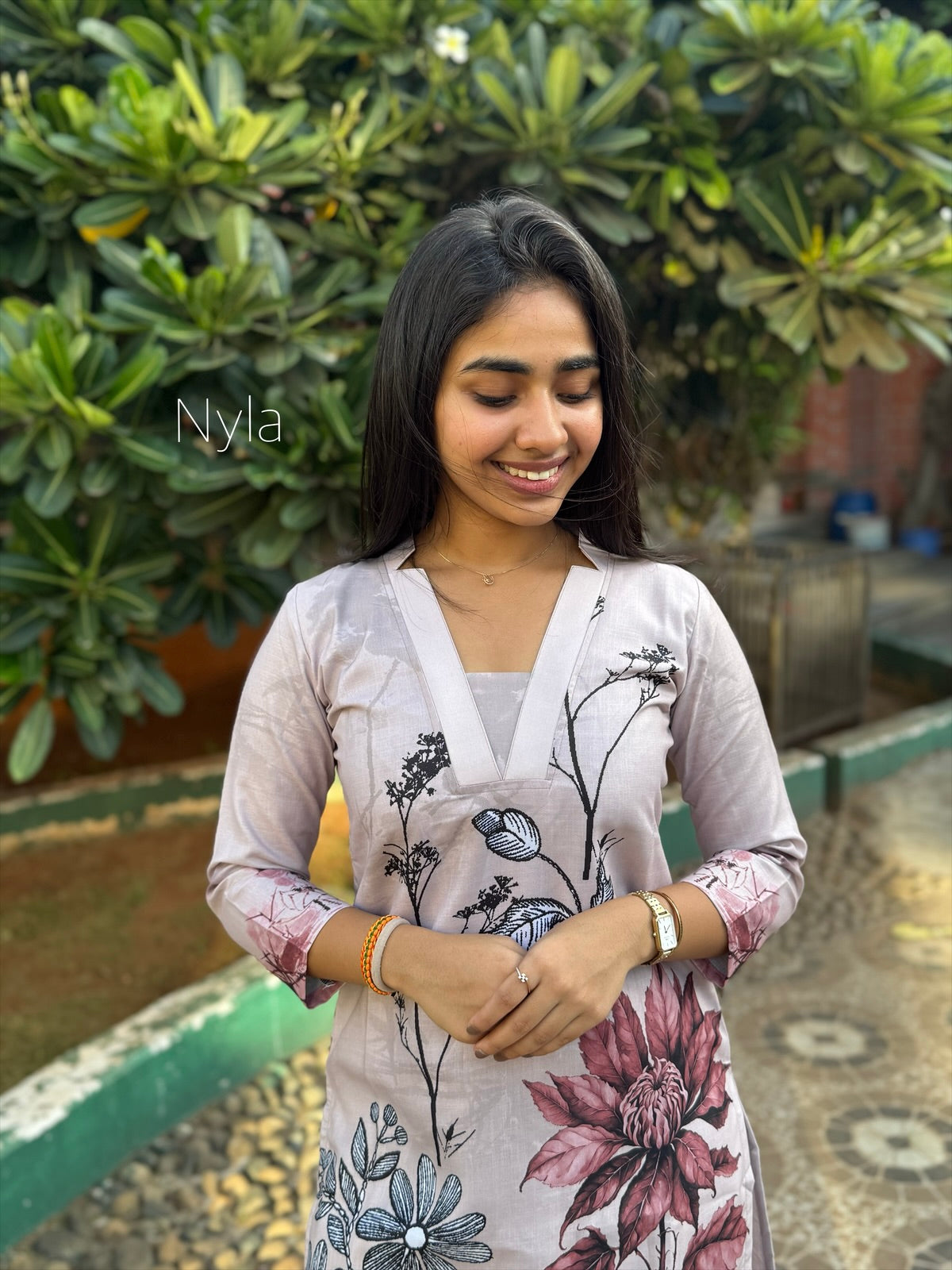 NY 436 Elegant Linen cotton Kurti with 3/4th sleeves