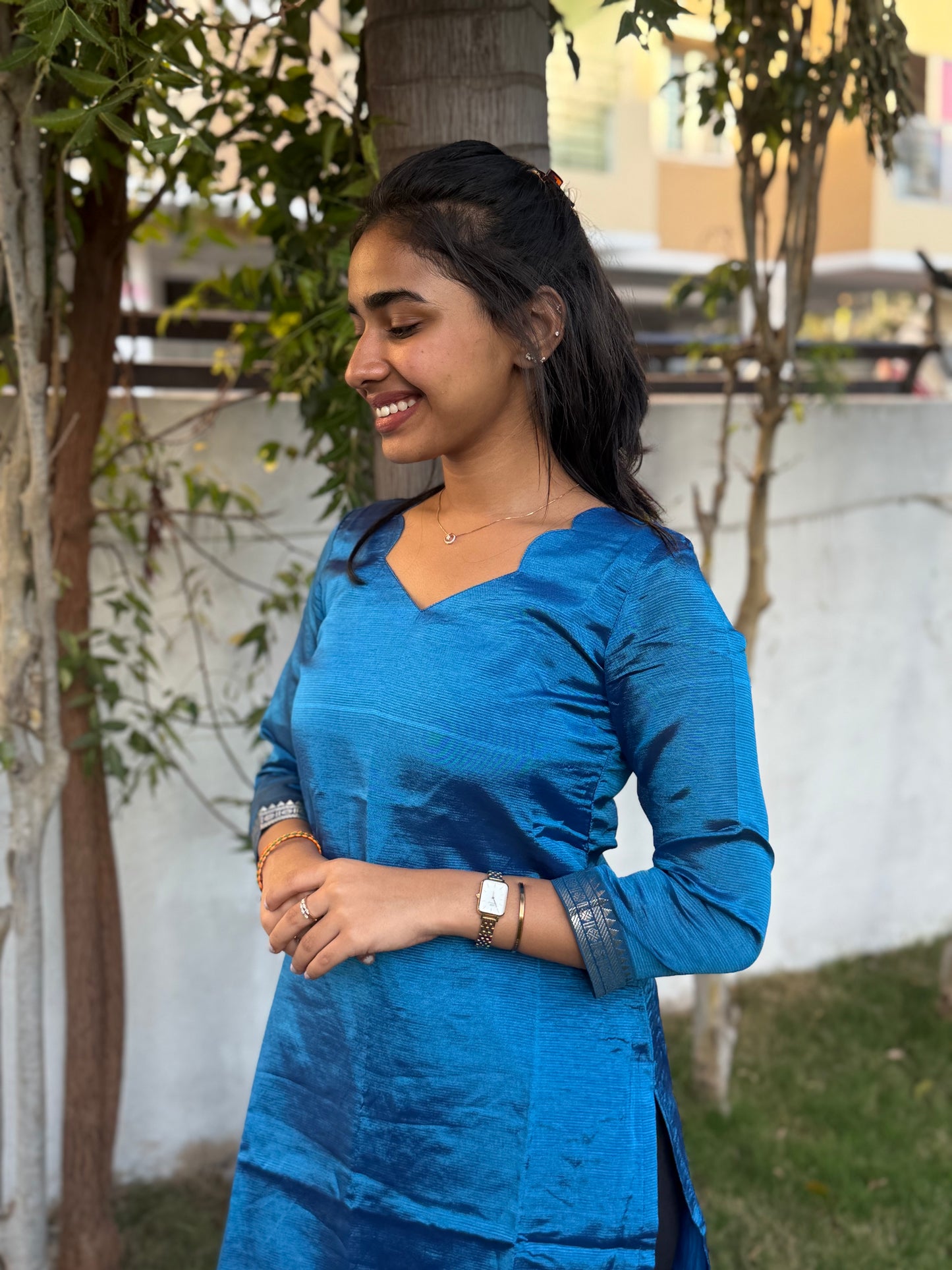 NY 495 Elegant Pure Mangalgiri set with 3/4th sleeves