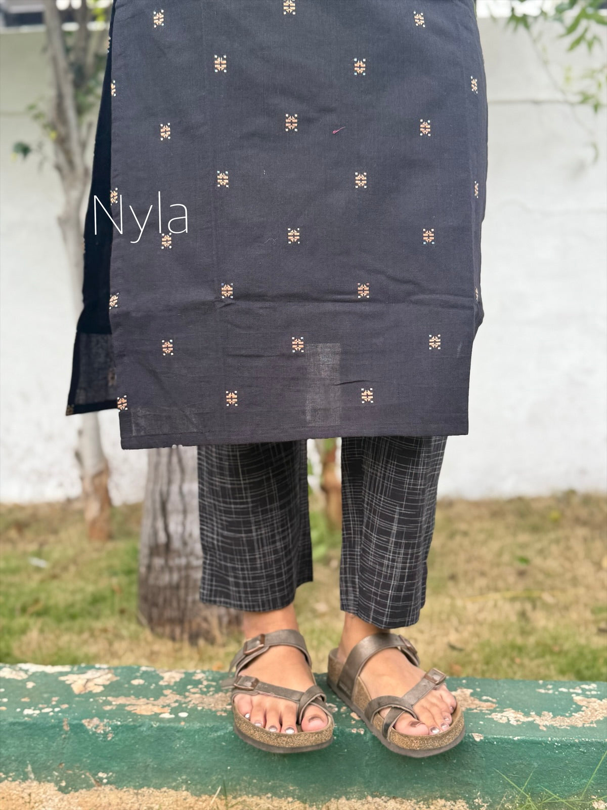 NY 456 Elegant pure handloom cotton set with 3/4th sleeves