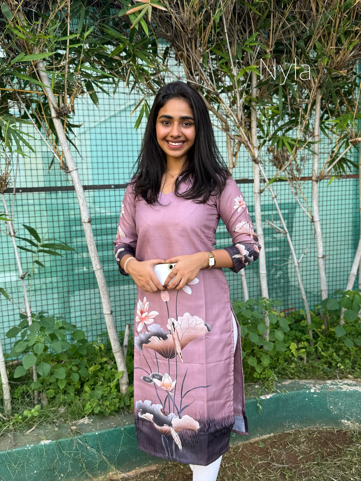 NY 452 Elegant Linen cotton Kurti with 3/4th sleeves