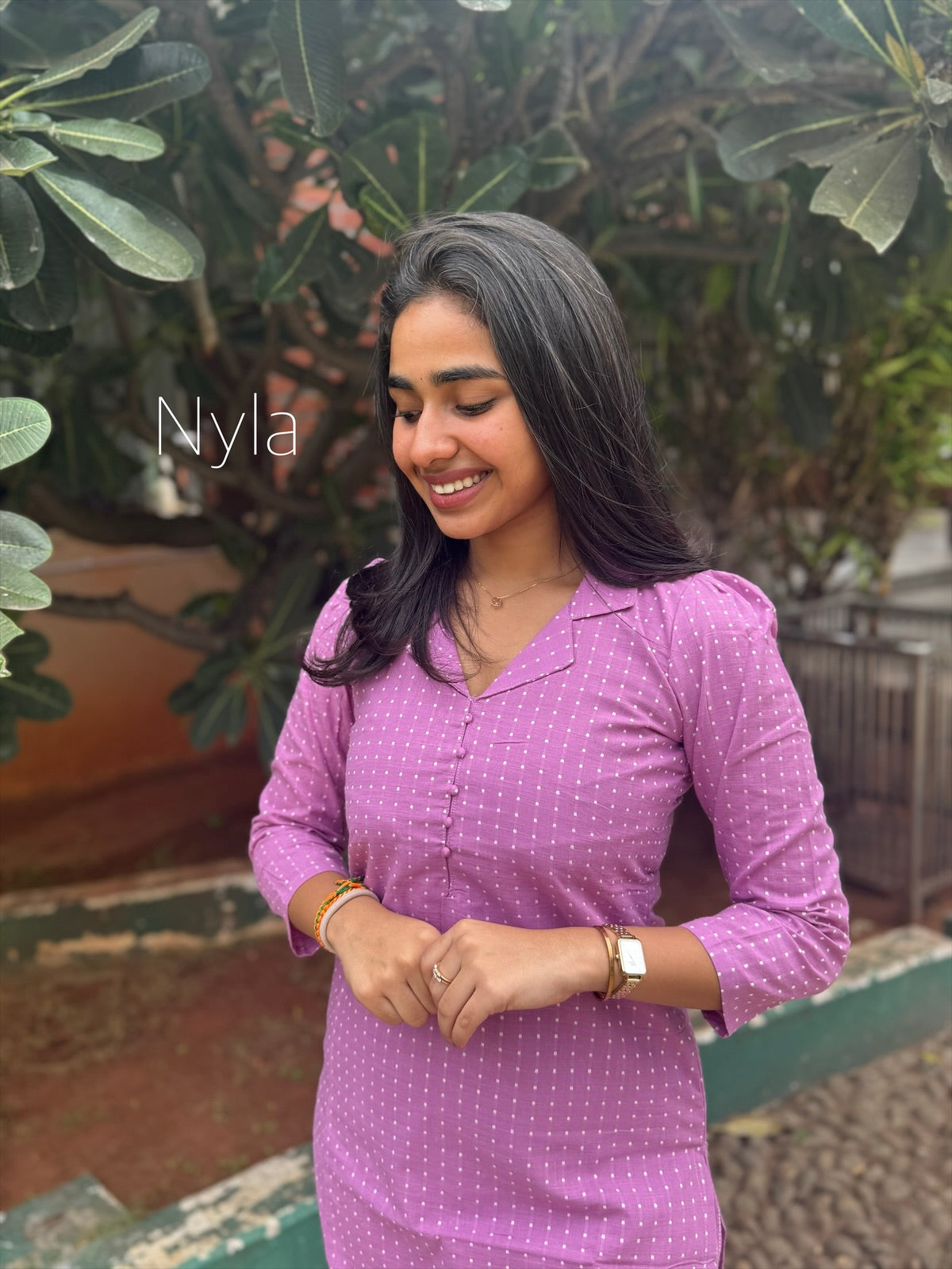 NY 454 Elegant Handloom Cotton Co-ords set with 3/4th puff sleeves