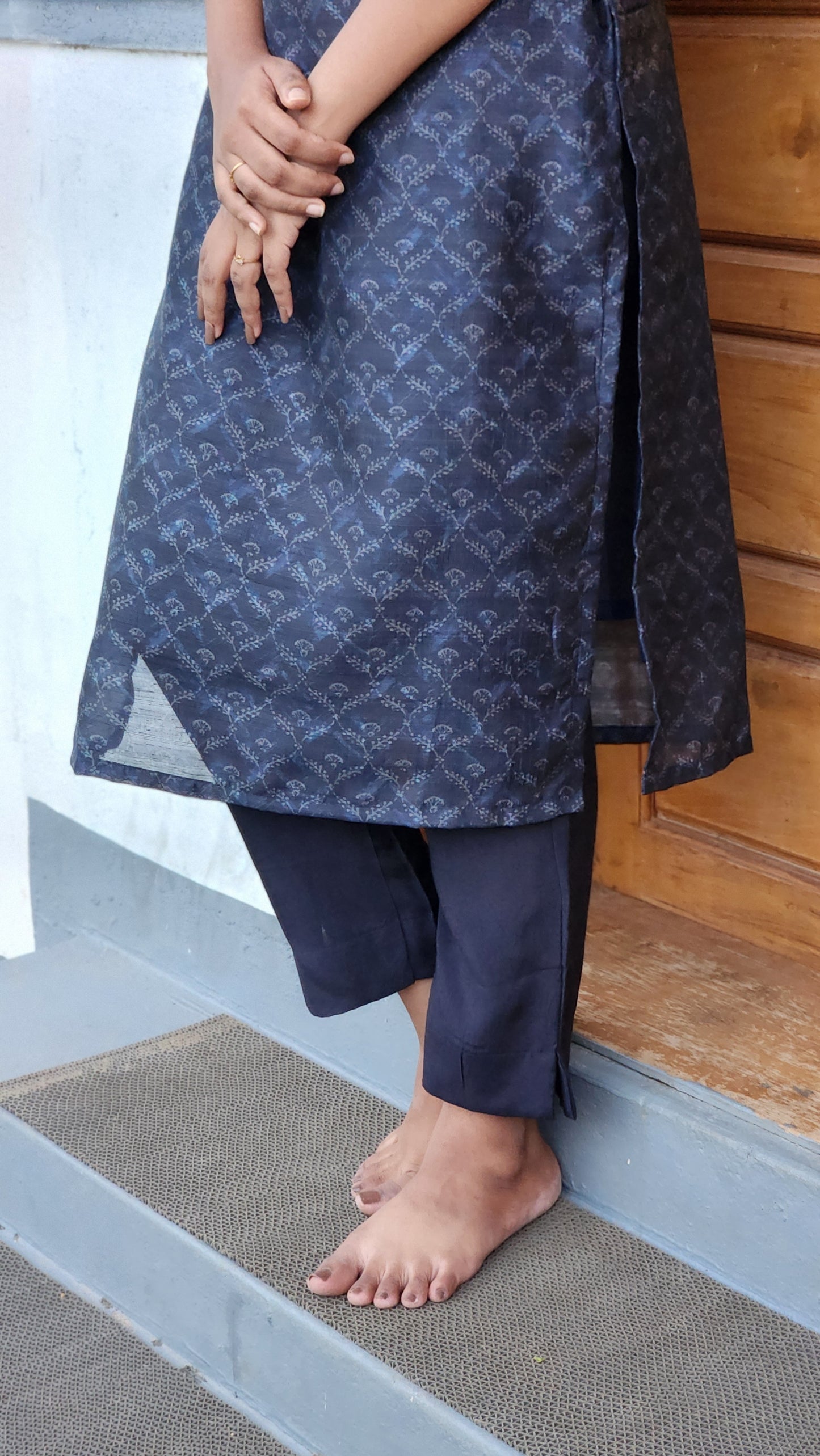 NY 506 Elegant Dupion Ajrakh kurti set with 3/4th sleeves