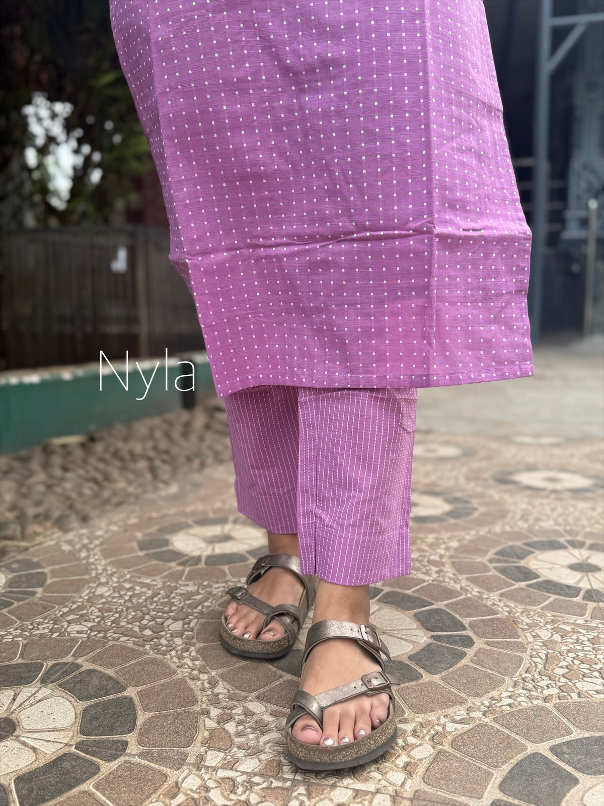 NY 454 Elegant Handloom Cotton Co-ords set with 3/4th puff sleeves