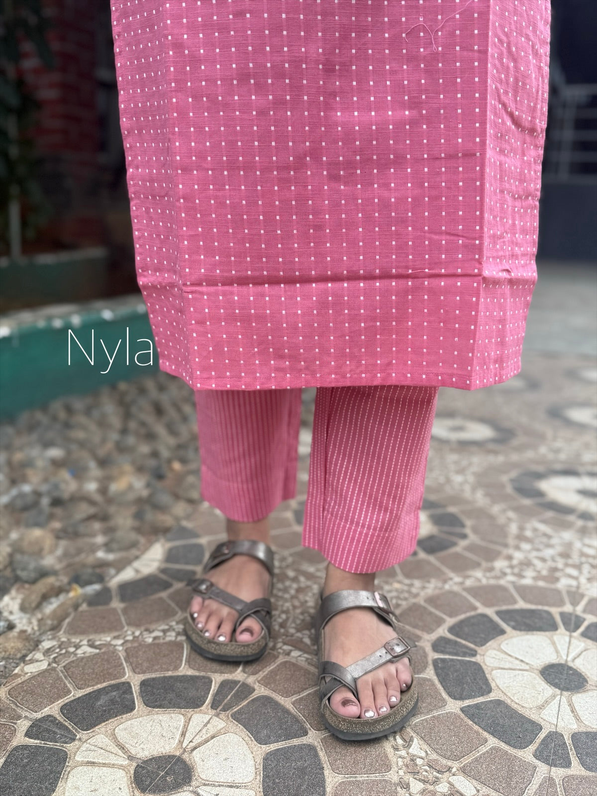 NY 457 Elegant Handloom Cotton Co-ords set with elbow sleeves