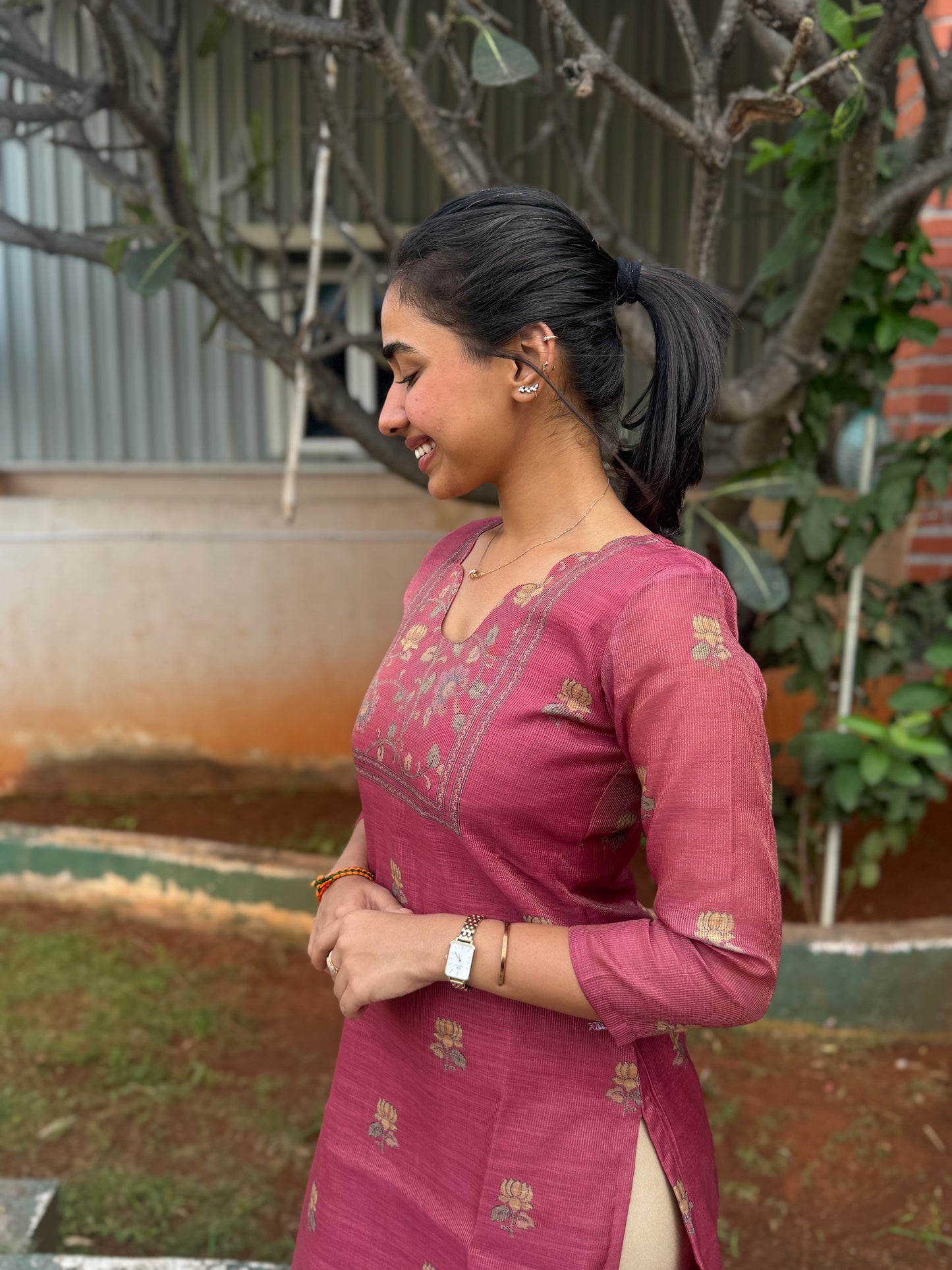 NY 503 Elegant Tissue Kurti with 3/4th sleeves