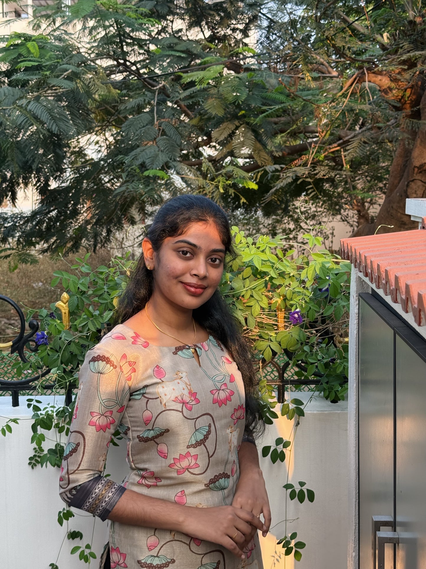 NY 536 Elegant Kollam digital print kurti with 3/4th sleeves