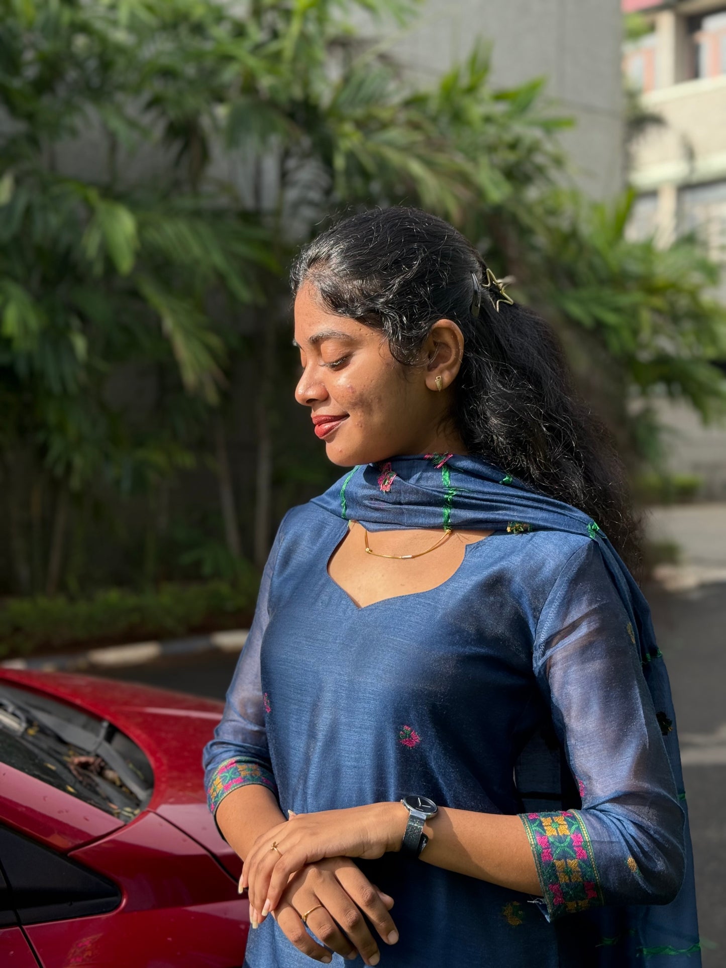 NY 516 Elegant Linen jamdhani kurti set with 3/4th sleeves