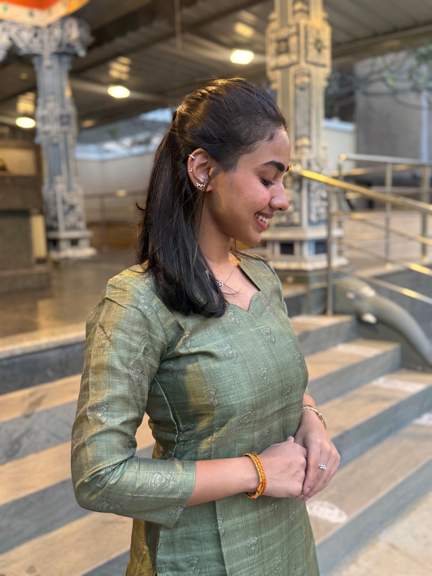 NY 504 Elegant semi tussar Kurti with 3/4th sleeves