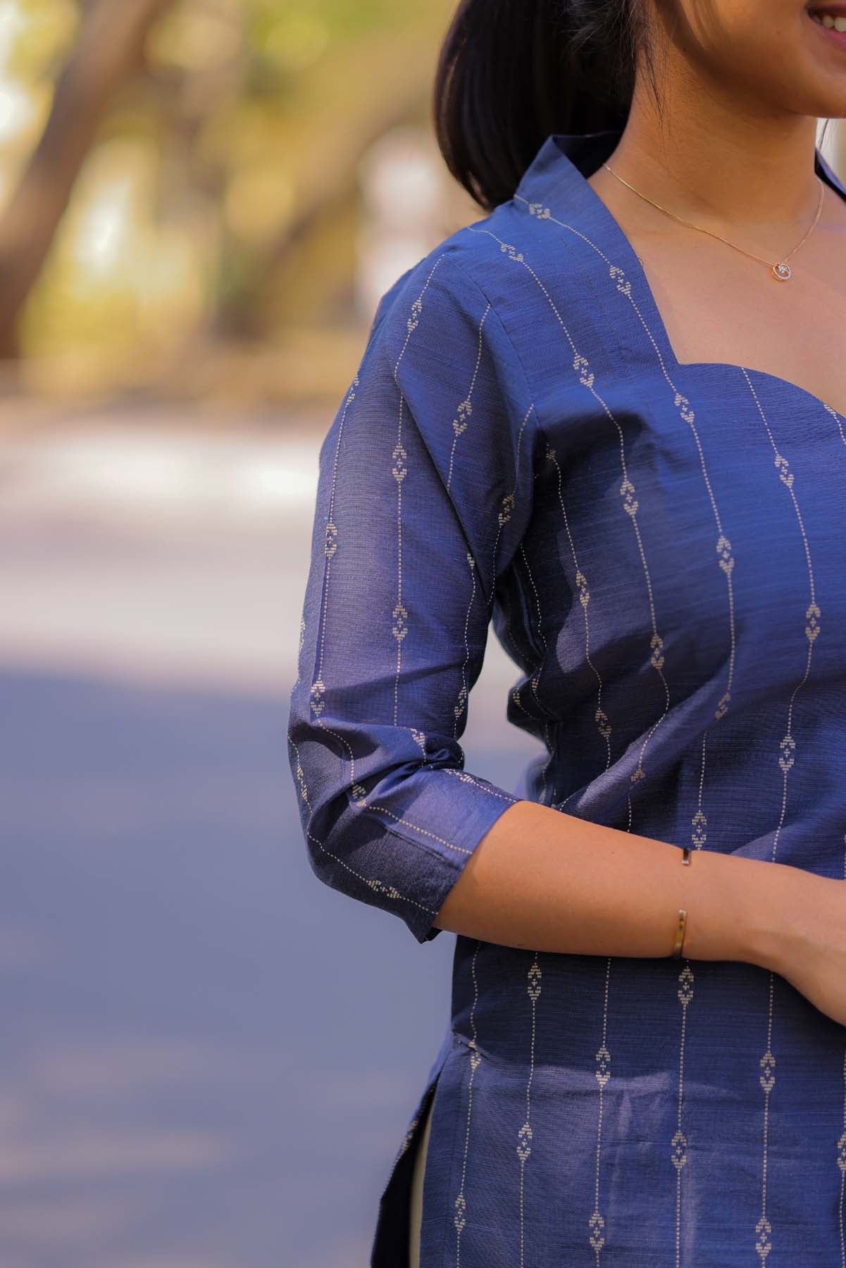 Elegant Premium RawSilk kurti with 3/4th sleeves