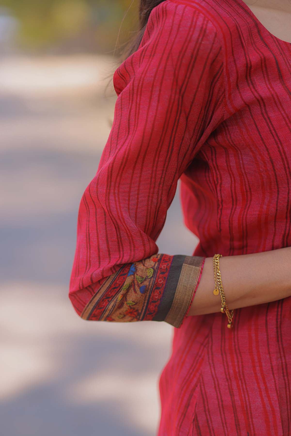 Elegant Chanderi silk with 3/4th sleeves