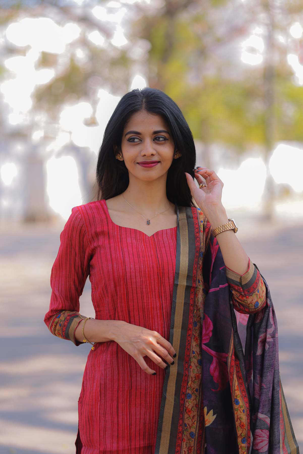 Elegant Chanderi silk with 3/4th sleeves
