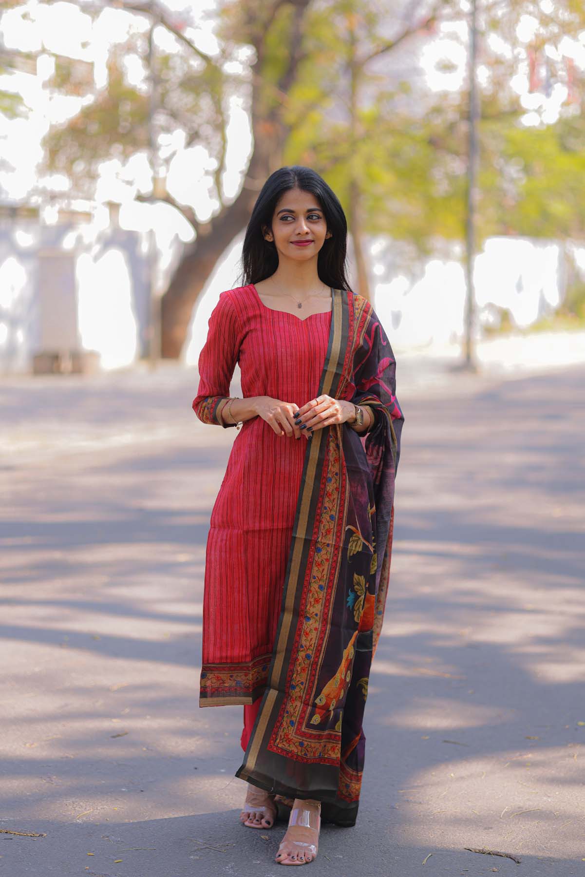 Elegant Chanderi silk with 3/4th sleeves