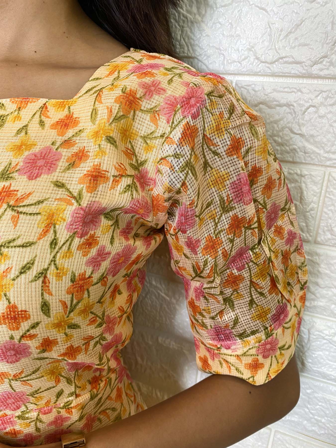 Elegant Kota Cotton with elbow puff sleeves