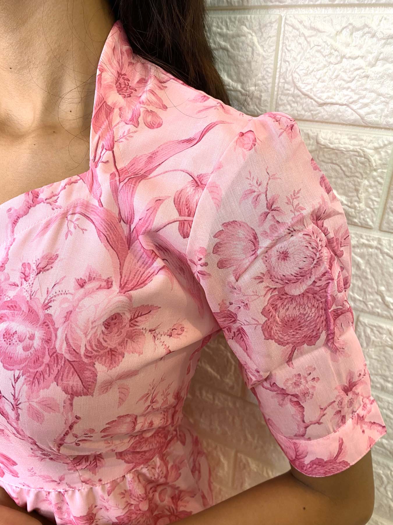 Elegant Kollam Silk A-line maxi with elbow puff sleeves