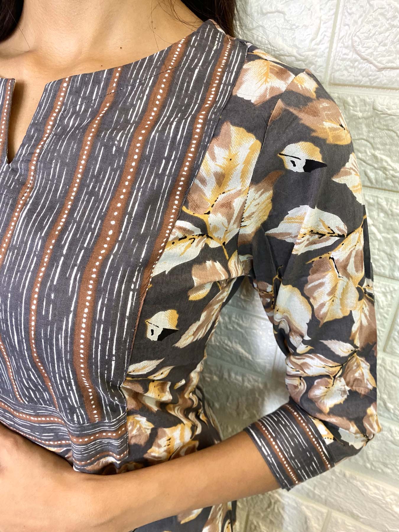 Elegant Pure Cotton kurti set with 3/4th sleeves