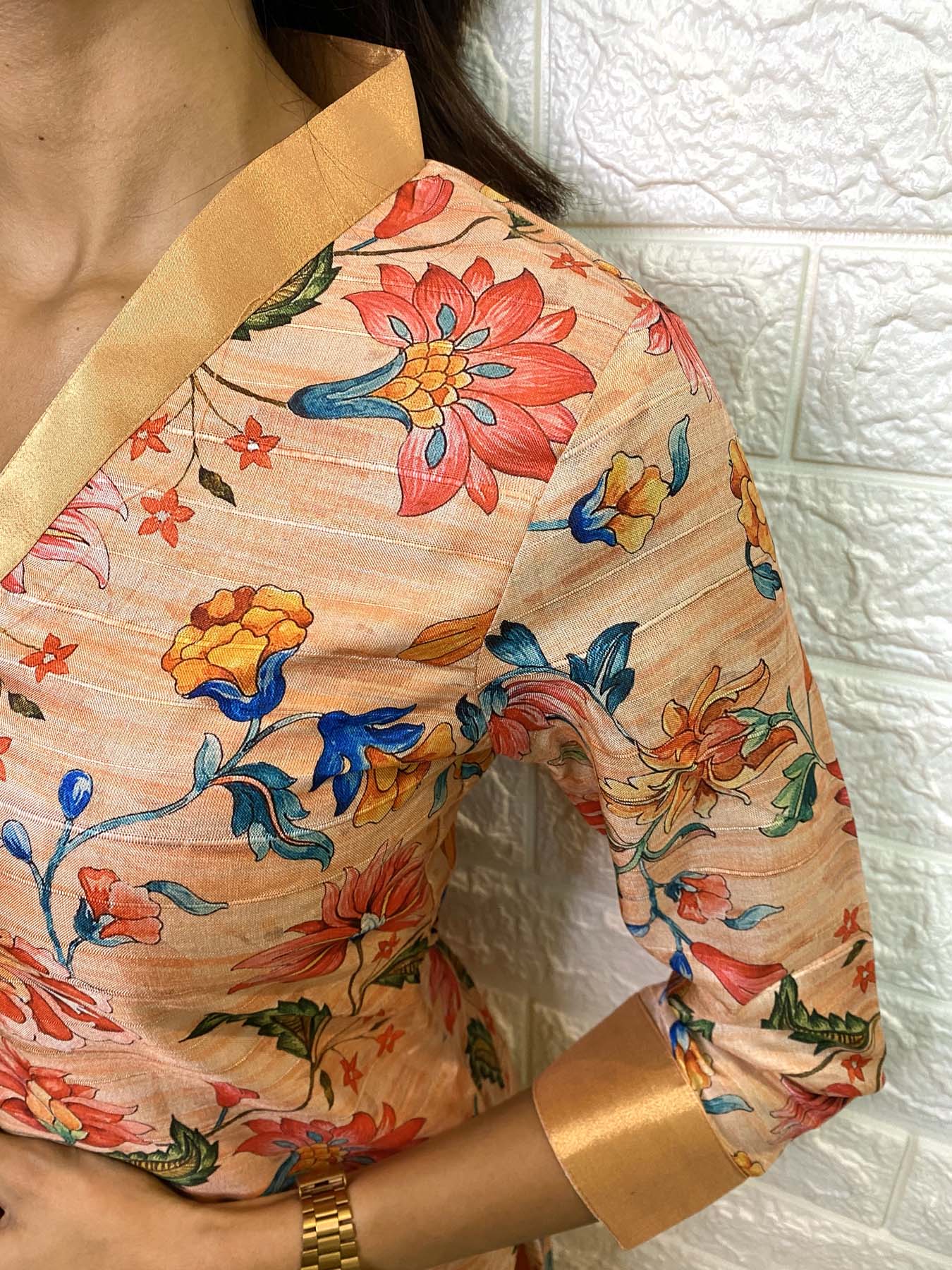 Elegant Kollam silk kurti with 3/4th sleeves