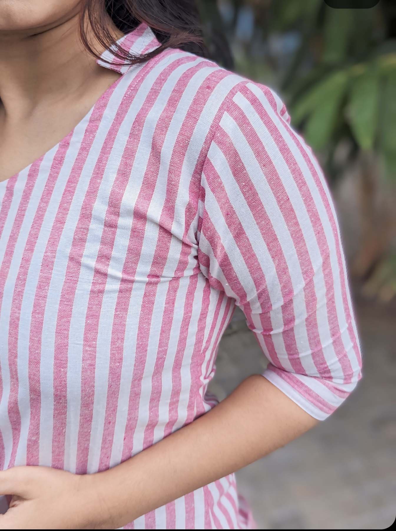 Elegant Cotton Stripes Kurti with 3/4th sleeves