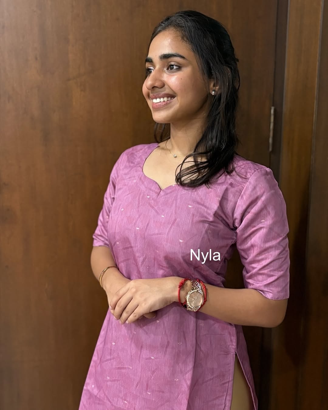 Elegant Chanderi silk with golden butta kurti and elbow sleeves