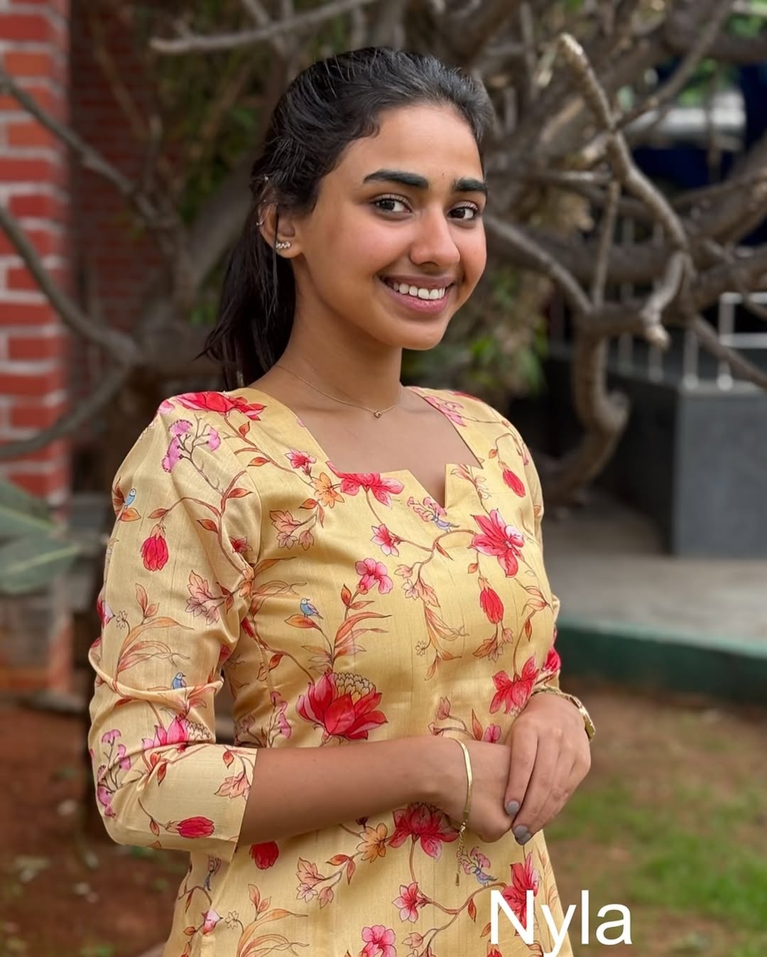 Elegant Chanderi kurti with 3/4th sleeves