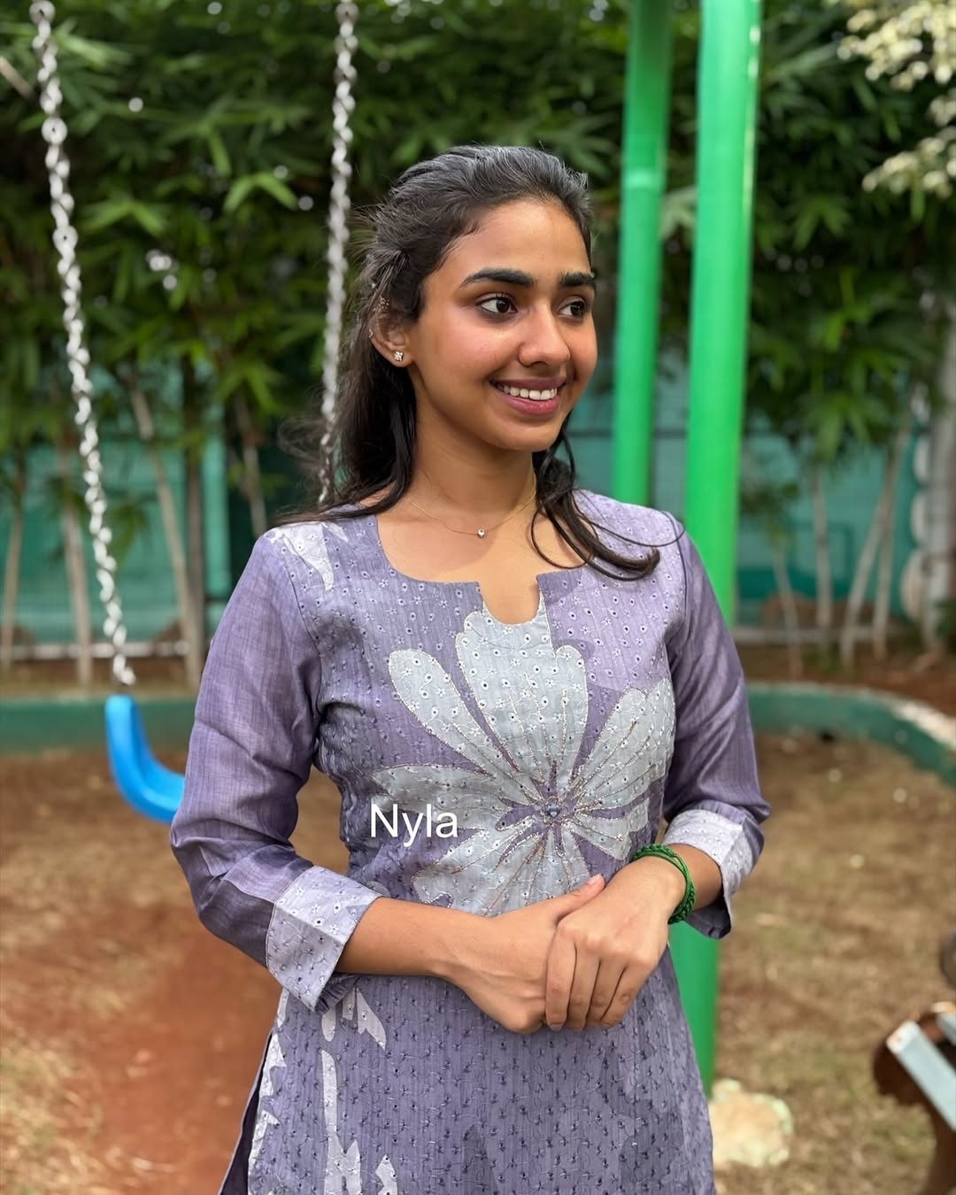 Elegant Hakobha digital print kurti with embroidery and 3/4th sleeves