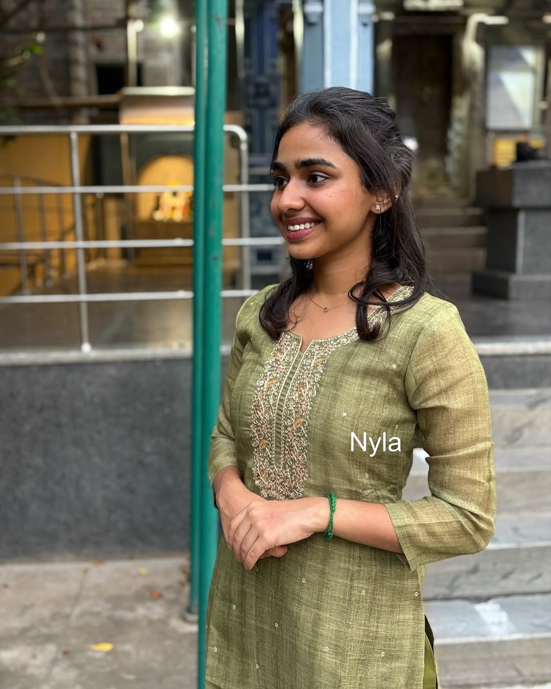 Elegant Chanderi kurti with embroidery and 3/4th sleeves
