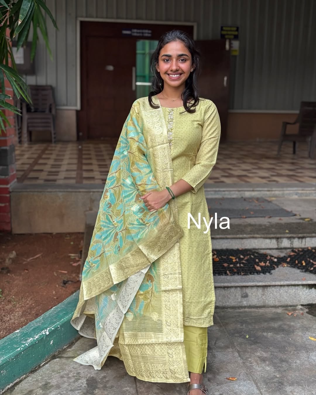 Elegant Premium Chanderi silk with hand embroidery and 3/4th sleeves