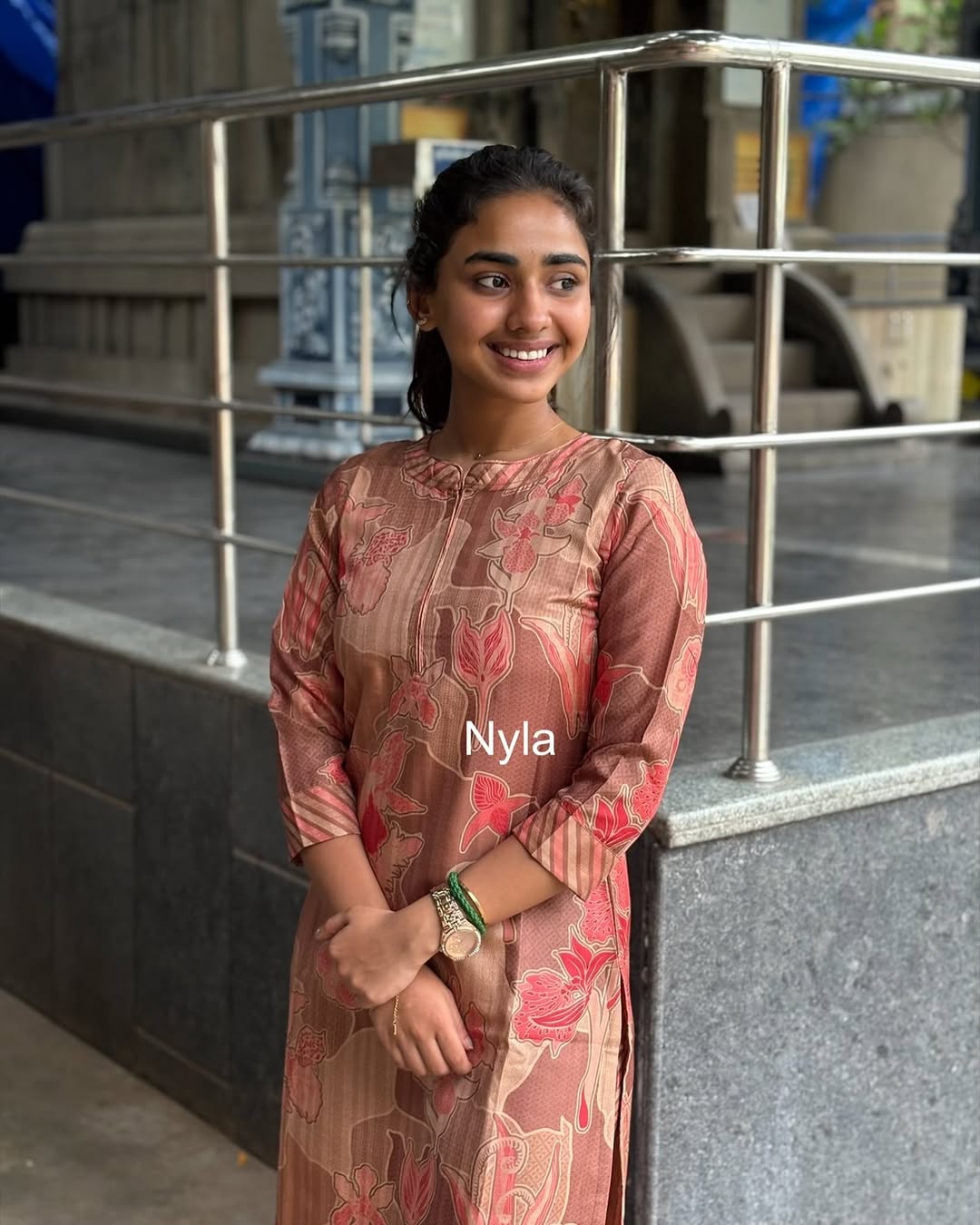 Elegant Chanderi kurti with 3/4th sleeves