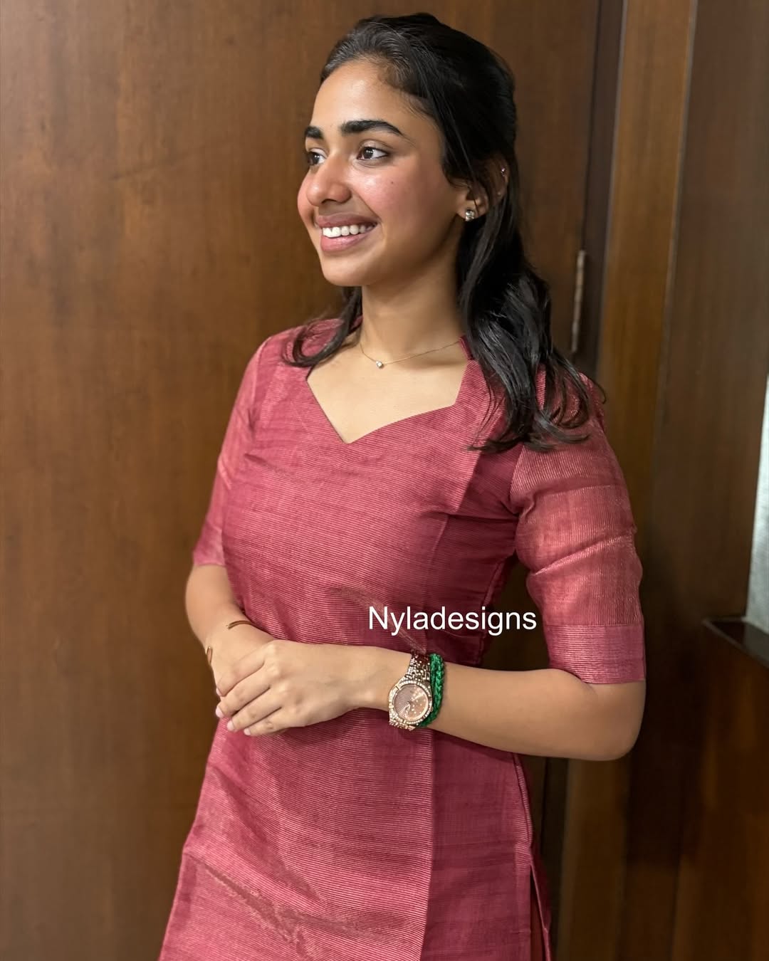 Elegant Chanderi kurti with elbow sleeves