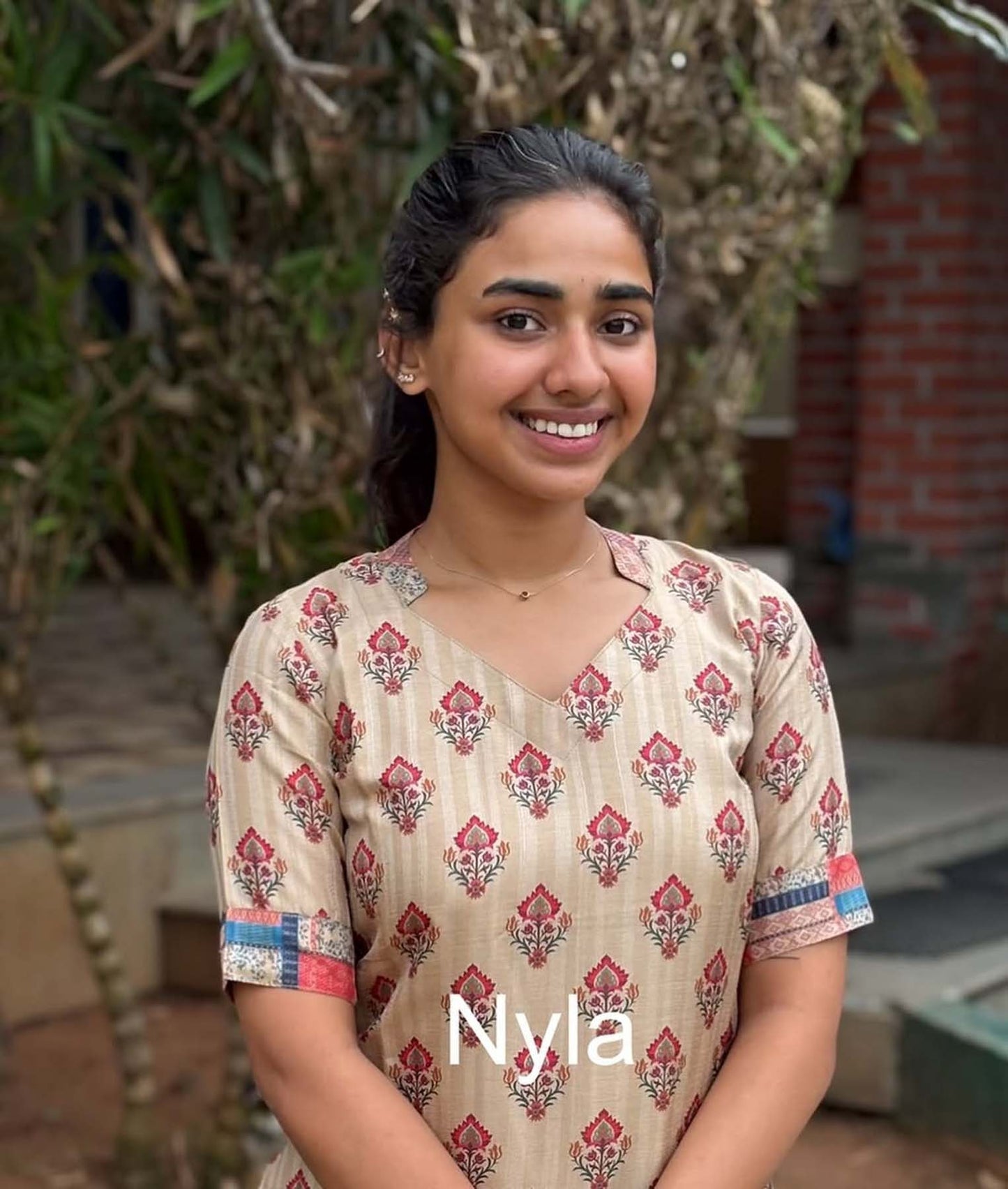 Elegant Kollam digital print kurti with elbow sleeves