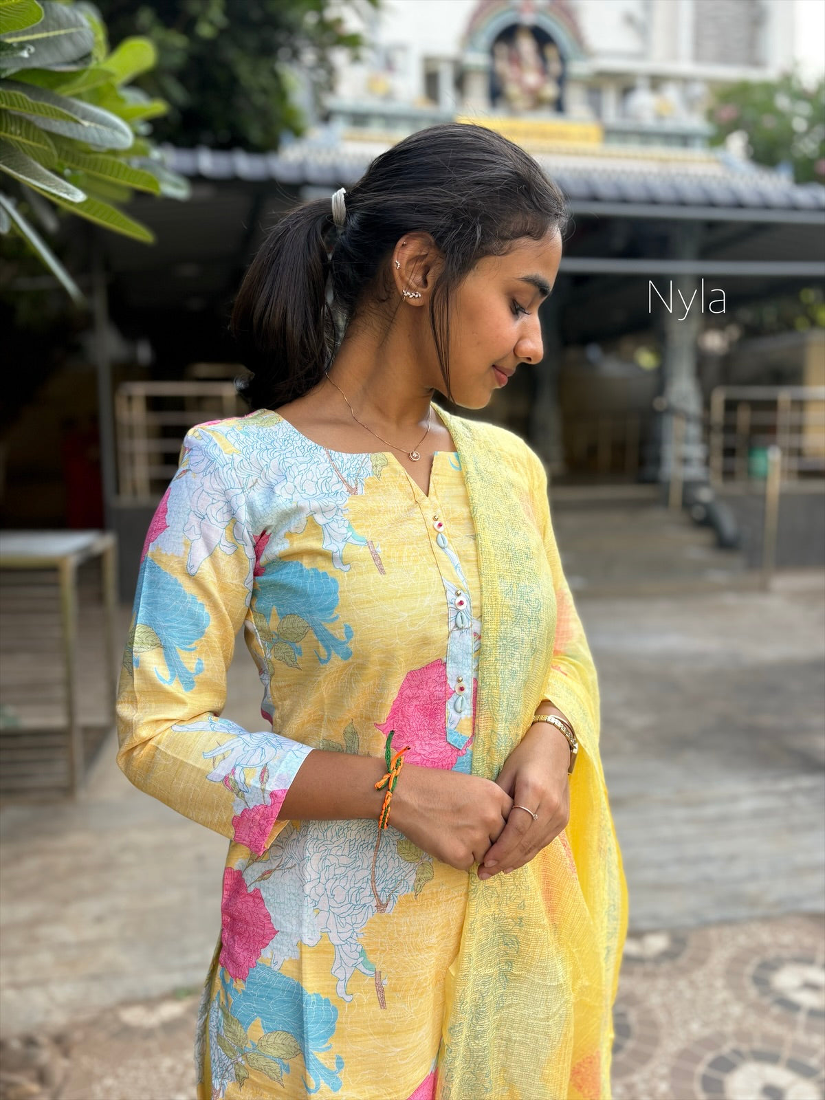 Ny 442 Elegant Cotton  Kurti with Kota cotton duppatta and 3/4th sleeves