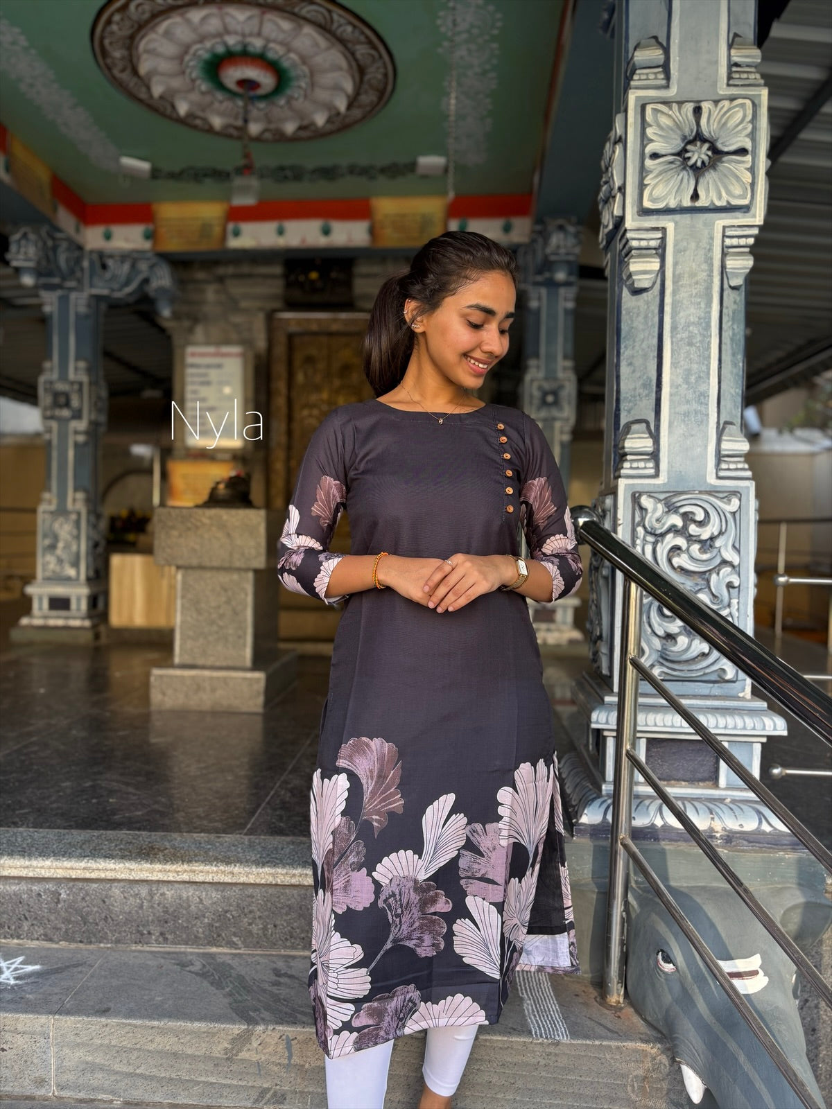 NY 434 Elegant Linen cotton Kurti with 3/4th sleeves