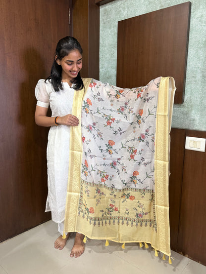 Elegant Bananas Kurti with chandari silk duppatta