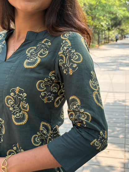 NY 540 Elegant Cotton A-line kurti with palazzo pant and 3/4th sleeves