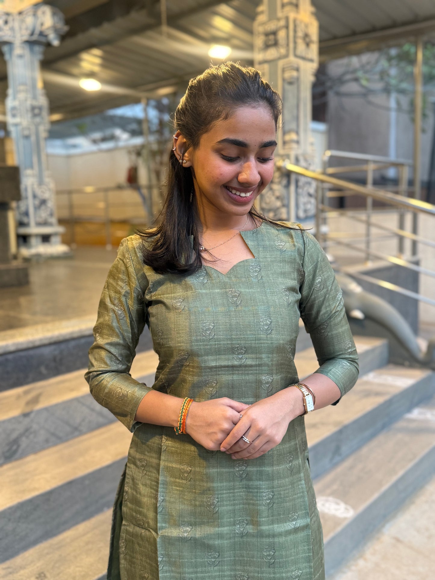 NY 504 Elegant semi tussar Kurti with 3/4th sleeves