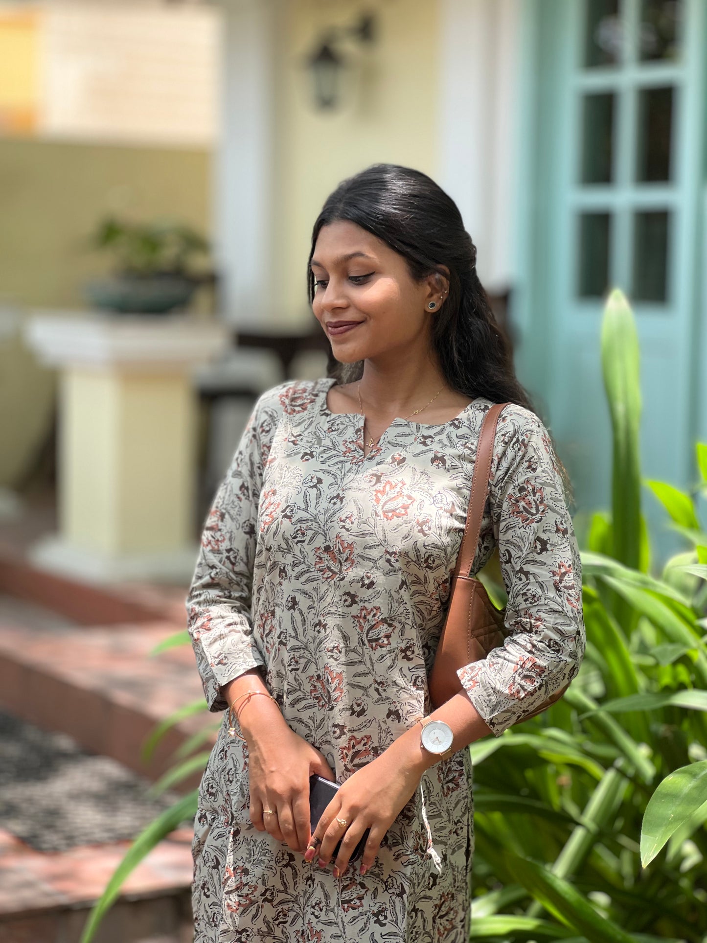 NY 544 Elegant Cotton Kalamkari kurti with 3/4th sleeves