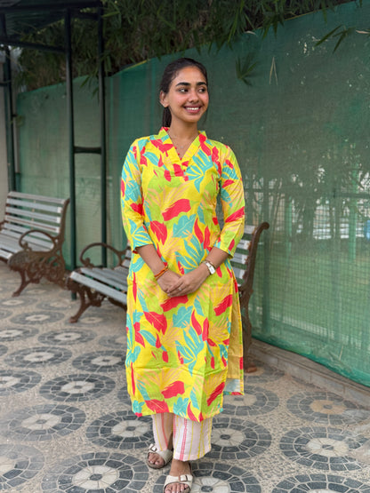 NY 485 Elegant Muslin Kurti with potli button detailings on neck with 3/4th sleeves