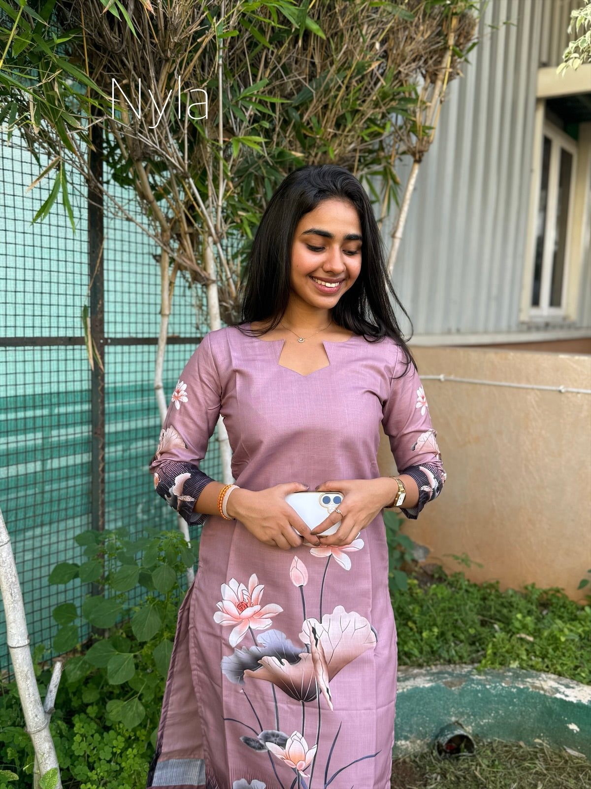 NY 452 Elegant Linen cotton Kurti with 3/4th sleeves