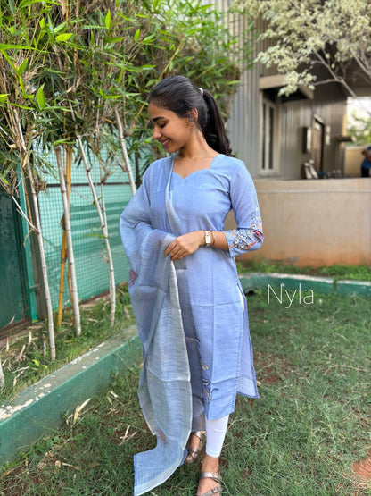 NY 432 Elegant Linen Cotton Kurti with 3/4th sleeves