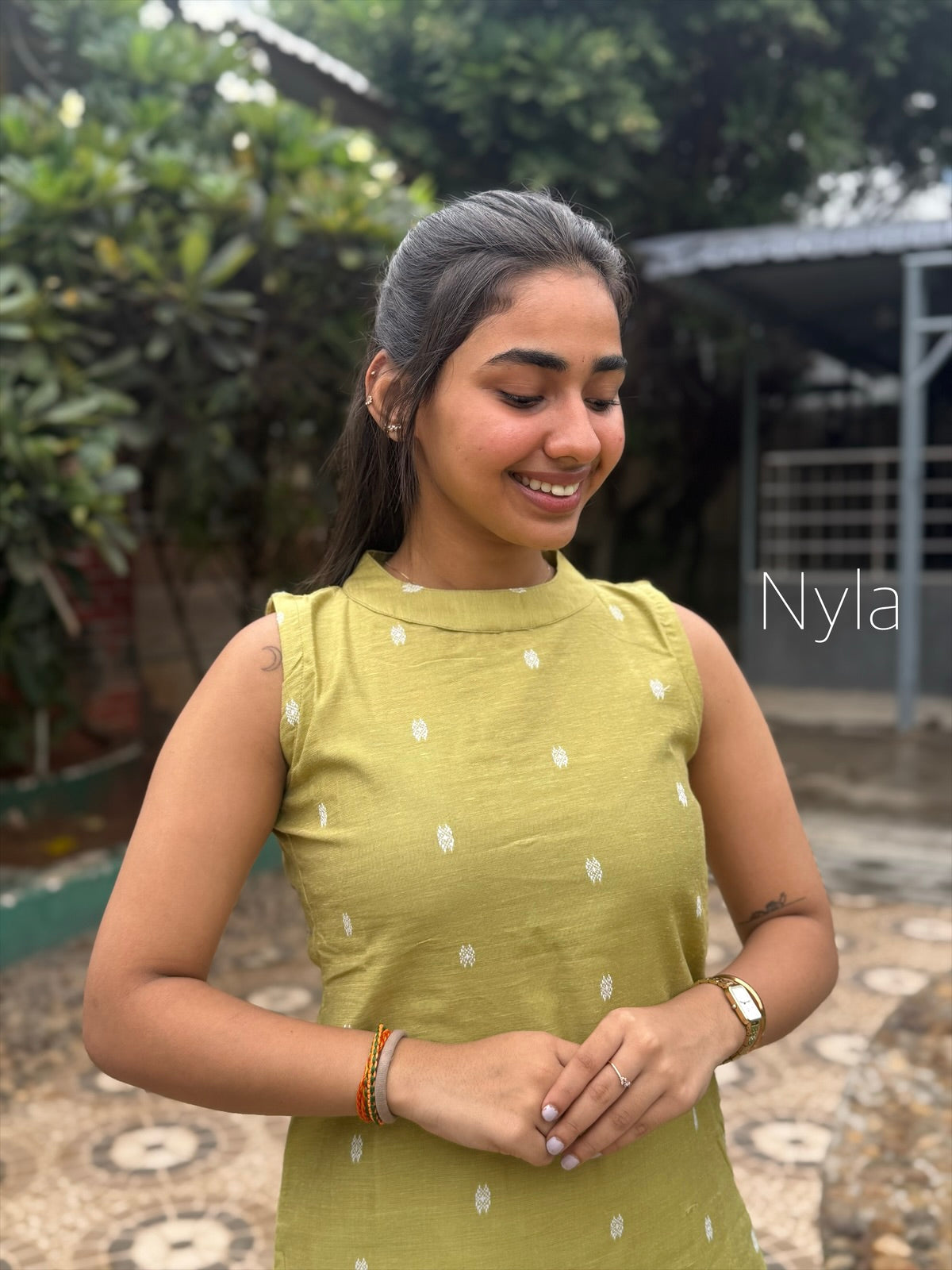 NY 460 Elegant Rawsilk Kurt set with kalamkari duppatta and kantha pant (sleeves can be attached)