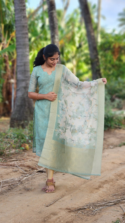 NY 507 Elegant Chanderi kurti with elbow sleeves