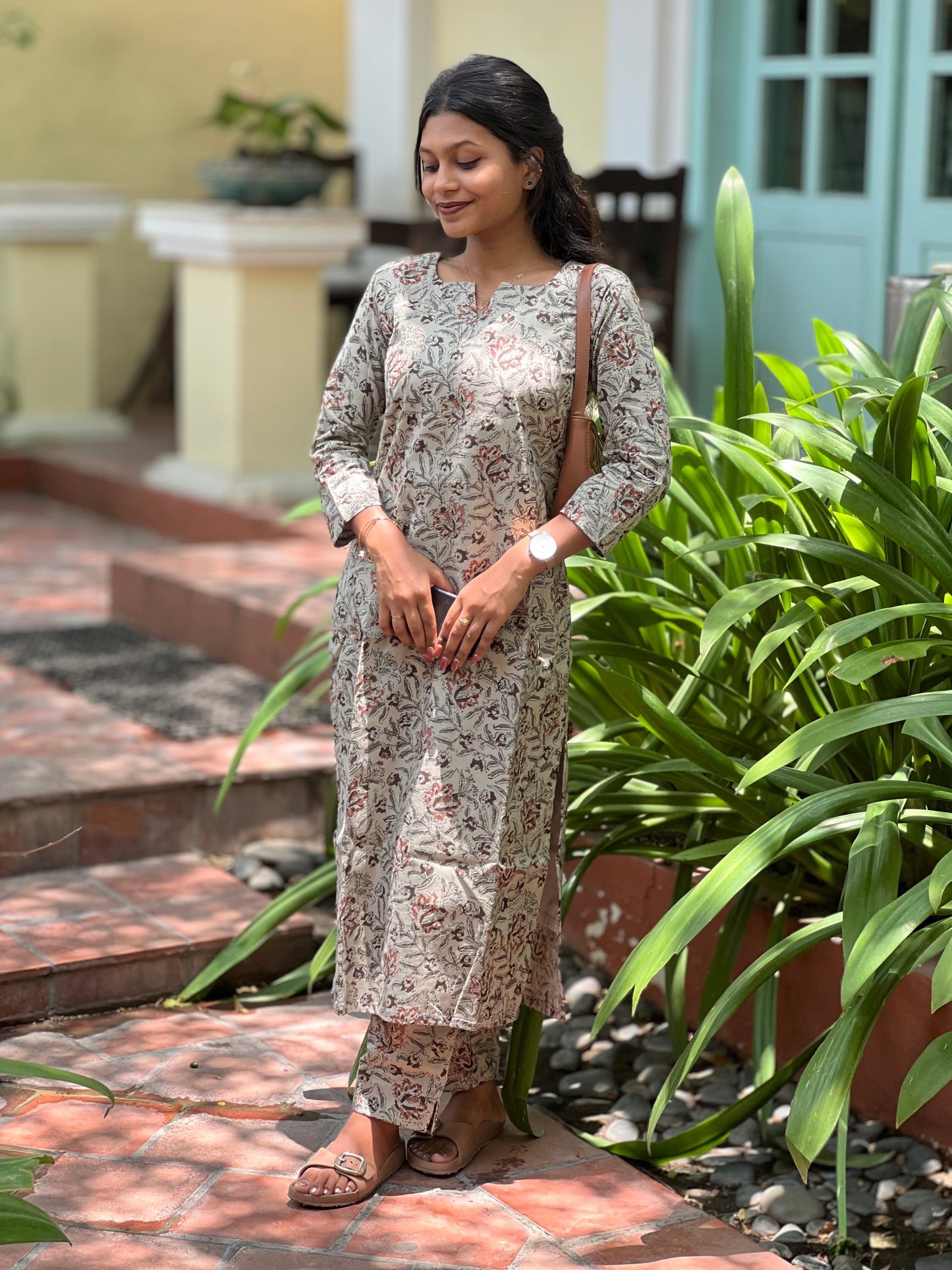 NY 544 Elegant Cotton Kalamkari kurti with 3/4th sleeves