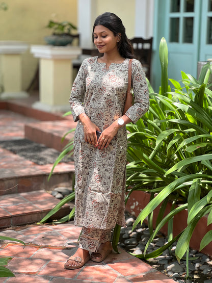 NY 544 Elegant Cotton Kalamkari kurti with 3/4th sleeves