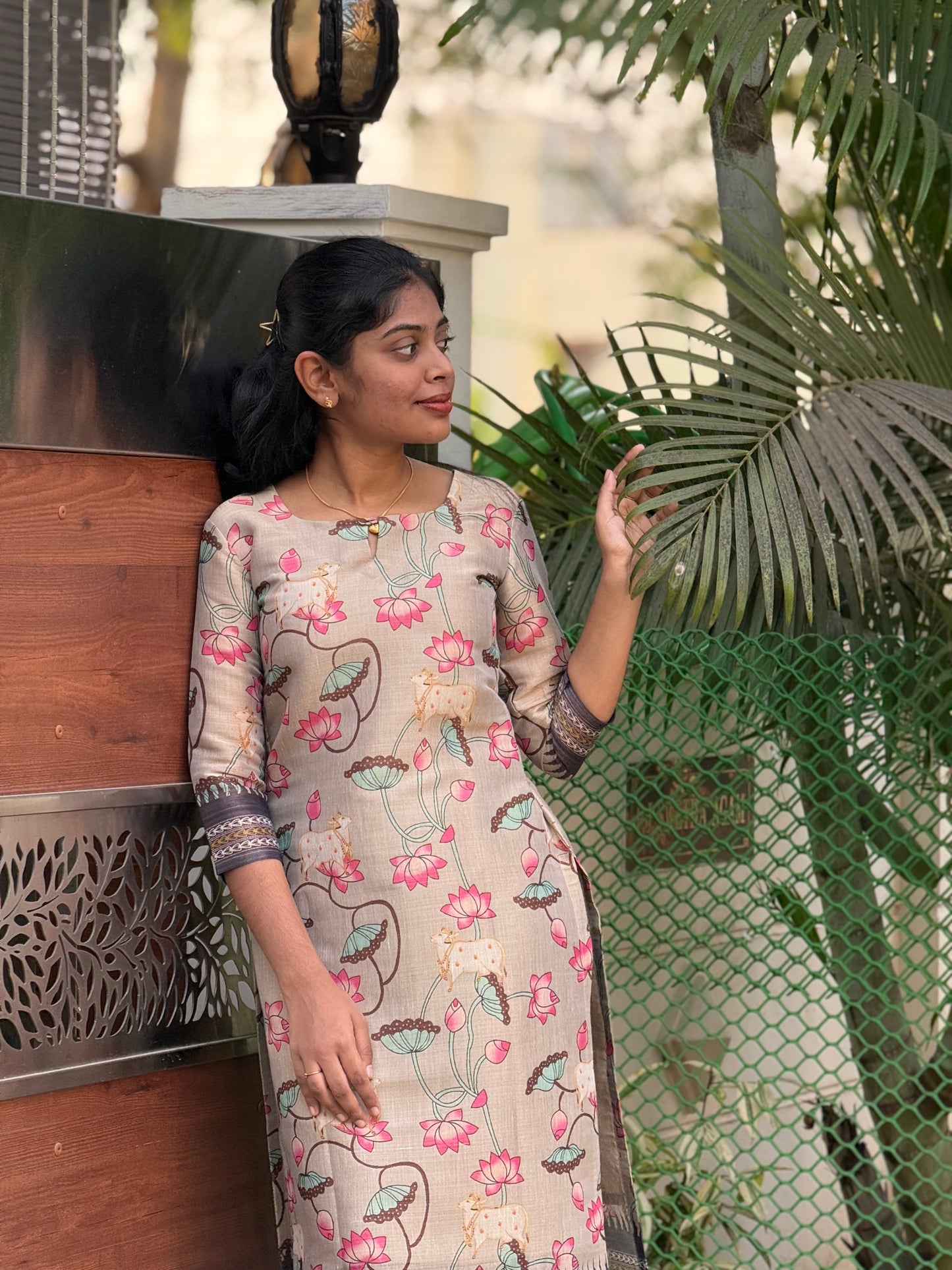 NY 536 Elegant Kollam digital print kurti with 3/4th sleeves