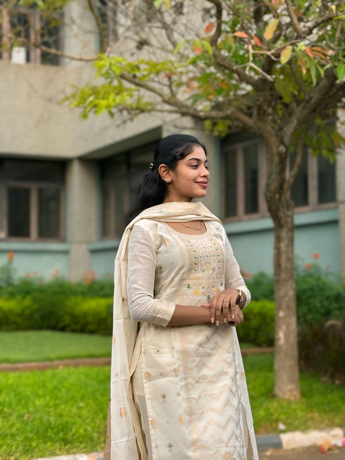 Ny 513 Elegant Cotton Banaras Kurti with 3/4th sleeves and scallop detailings