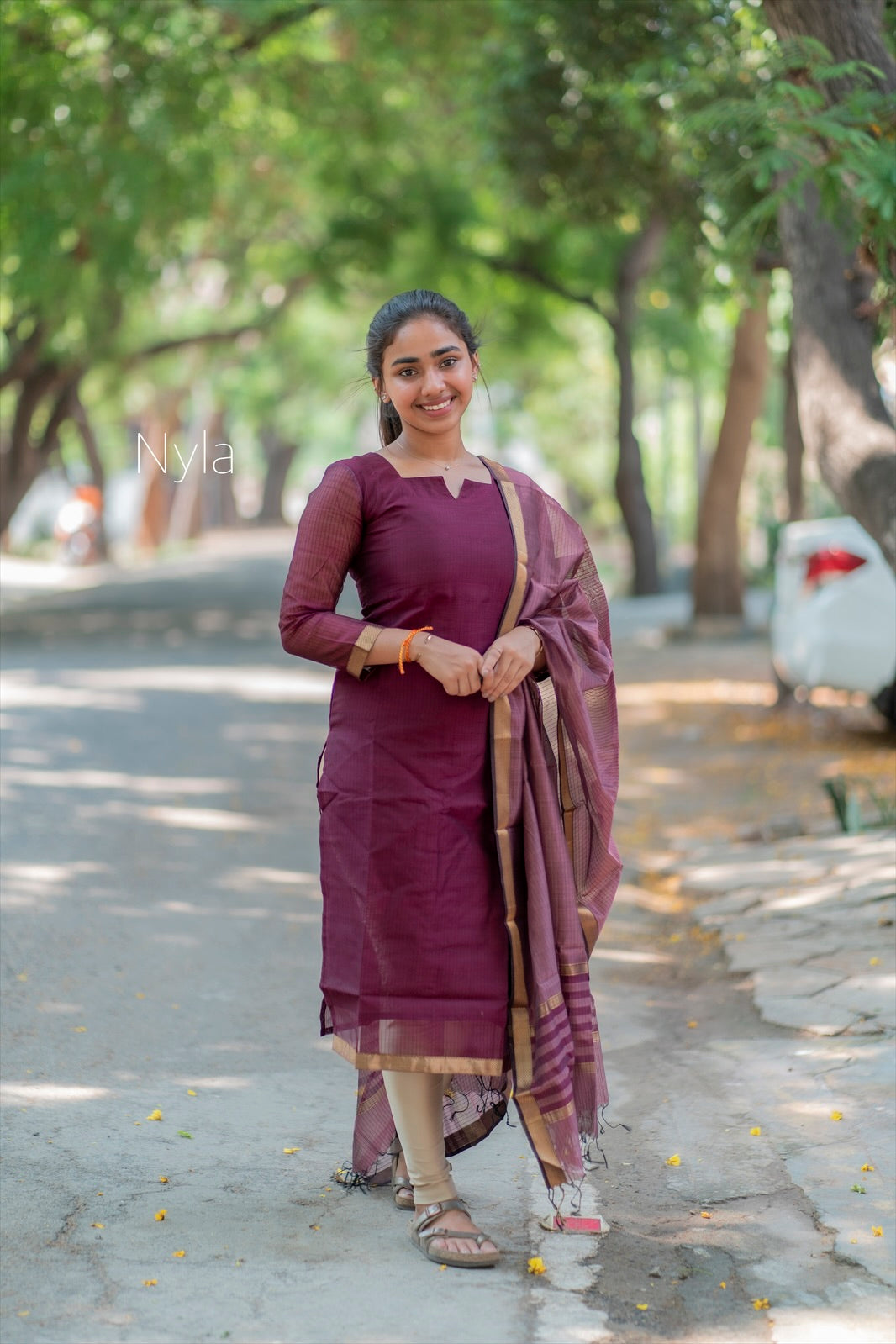 NY 417 Elegant pure Mangalgiri silk Kurti with 3/4th sleeves