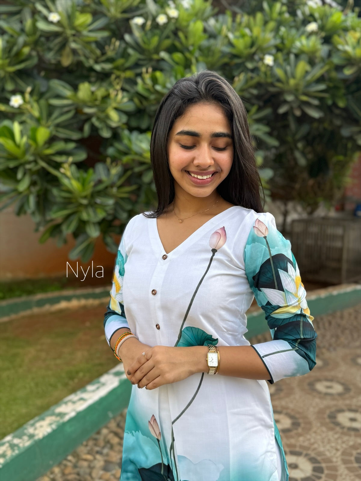 NY 448 Elegant Linen cotton Kurti with 3/4th sleeves