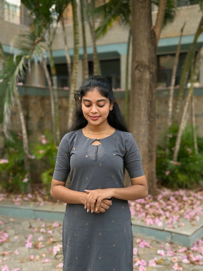 NY 518 Elegant Rawsilk with pure georgette kalamkari duppatta with elbow sleeves